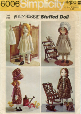 Vtg Simplicity Pattern 6006 Holly Hobbie Stuffed Doll & Clothes ~ Uncut