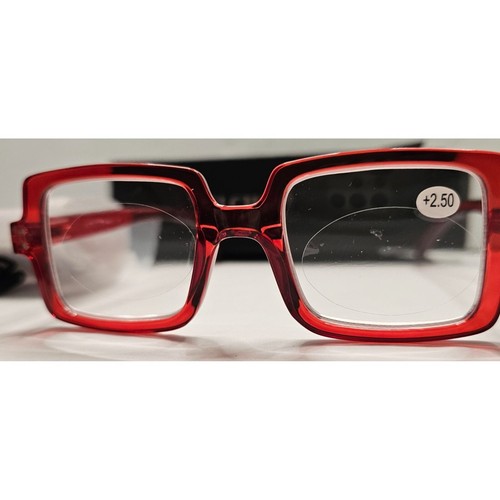 Occi Chiari Red Square Reading Glasses +2.50 With Case & Accessories - Picture 8 of 9