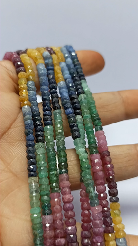 404 Carat Natural Multi Sapphire Gemstone Faceted Beads 17'' 4 Strand Necklace - Video 1 of 1