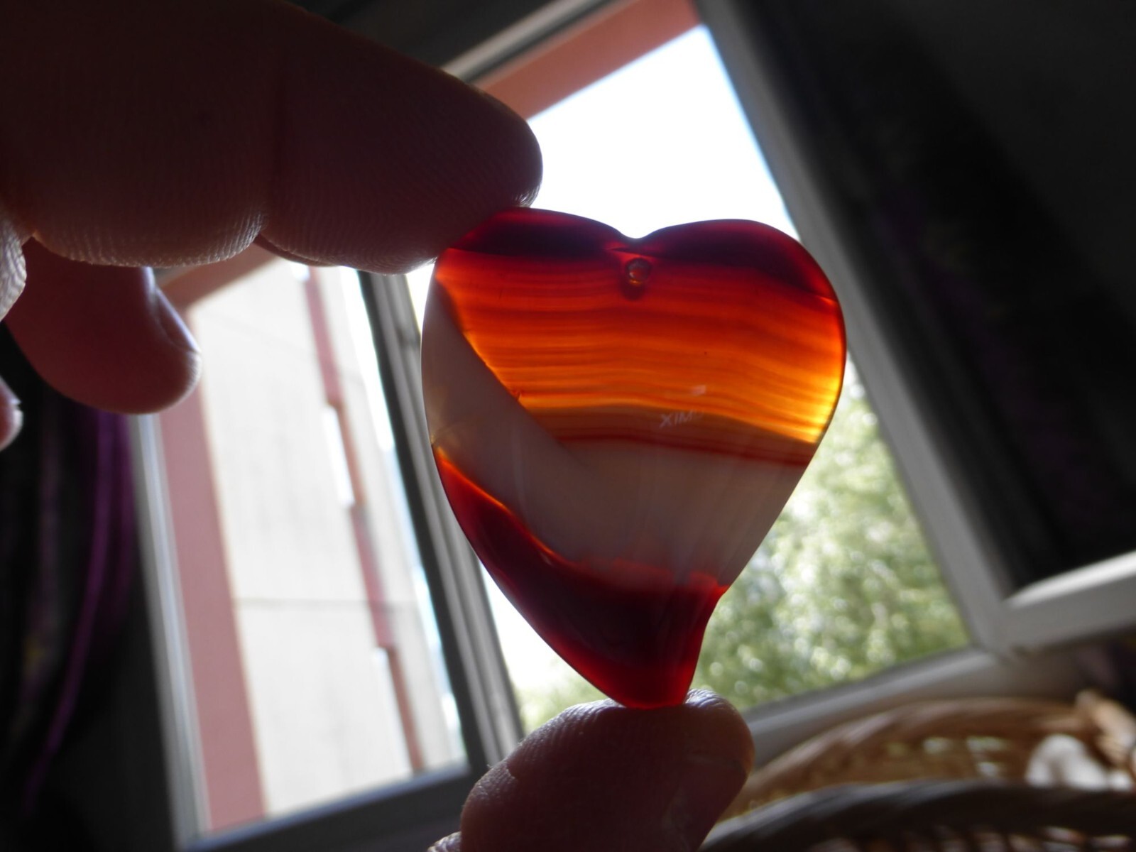 Pendentif coeur agate marron blanc transparent 4.8 cm pour collier femme lot 1988 - 3