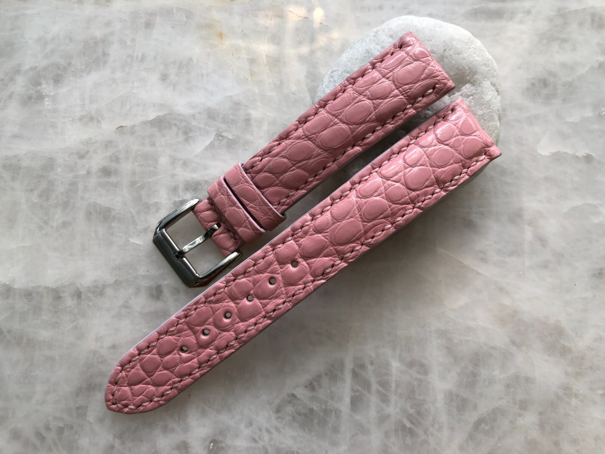18mm/16mm Pink Alligator Crocodile Embossed Leather Watch 