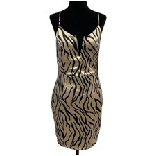 NWT Blashe Zebra Stretch Bodycon Dress Black/Nude Sz L
