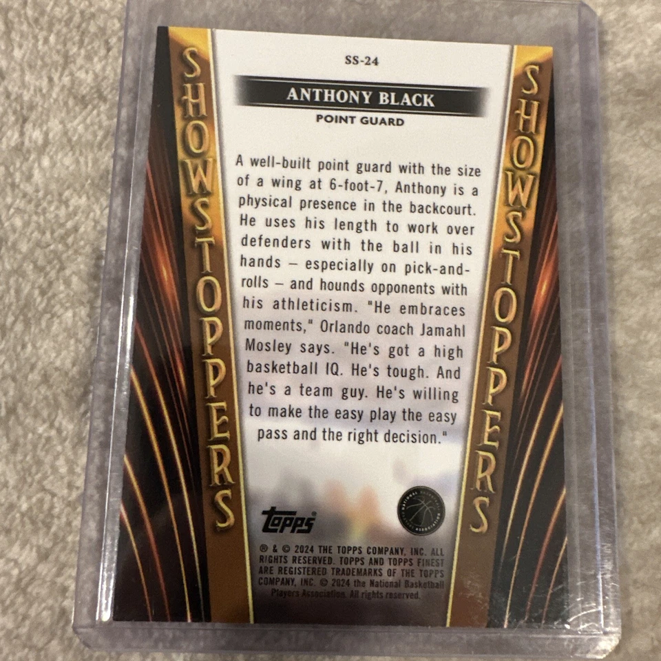 2024 Topps Finest Anthony Black Showstoppers Blue Checkerboard Refractor /99 RC  - Image 2 of 3