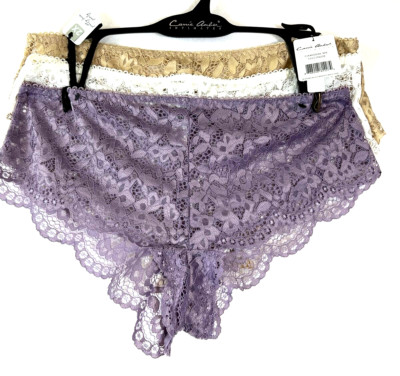 Carrie Amber  Intimates 3 Pair Lace Panties 1X  Boy Shorts  NEW