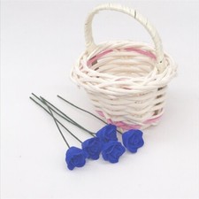 10PC Dollhouse Miniature 1/12 Scale Flowers Blue Rose Handmade Garden Accessory