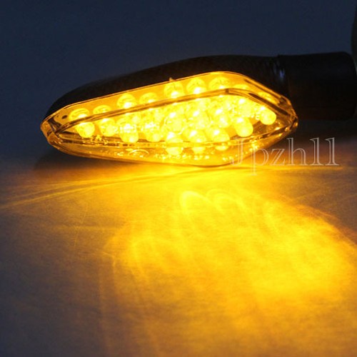 2x 18 LED Amber Motorcycle Turn Signal Indicator Light Universal Long Stalk JA5 - Picture 5 of 6