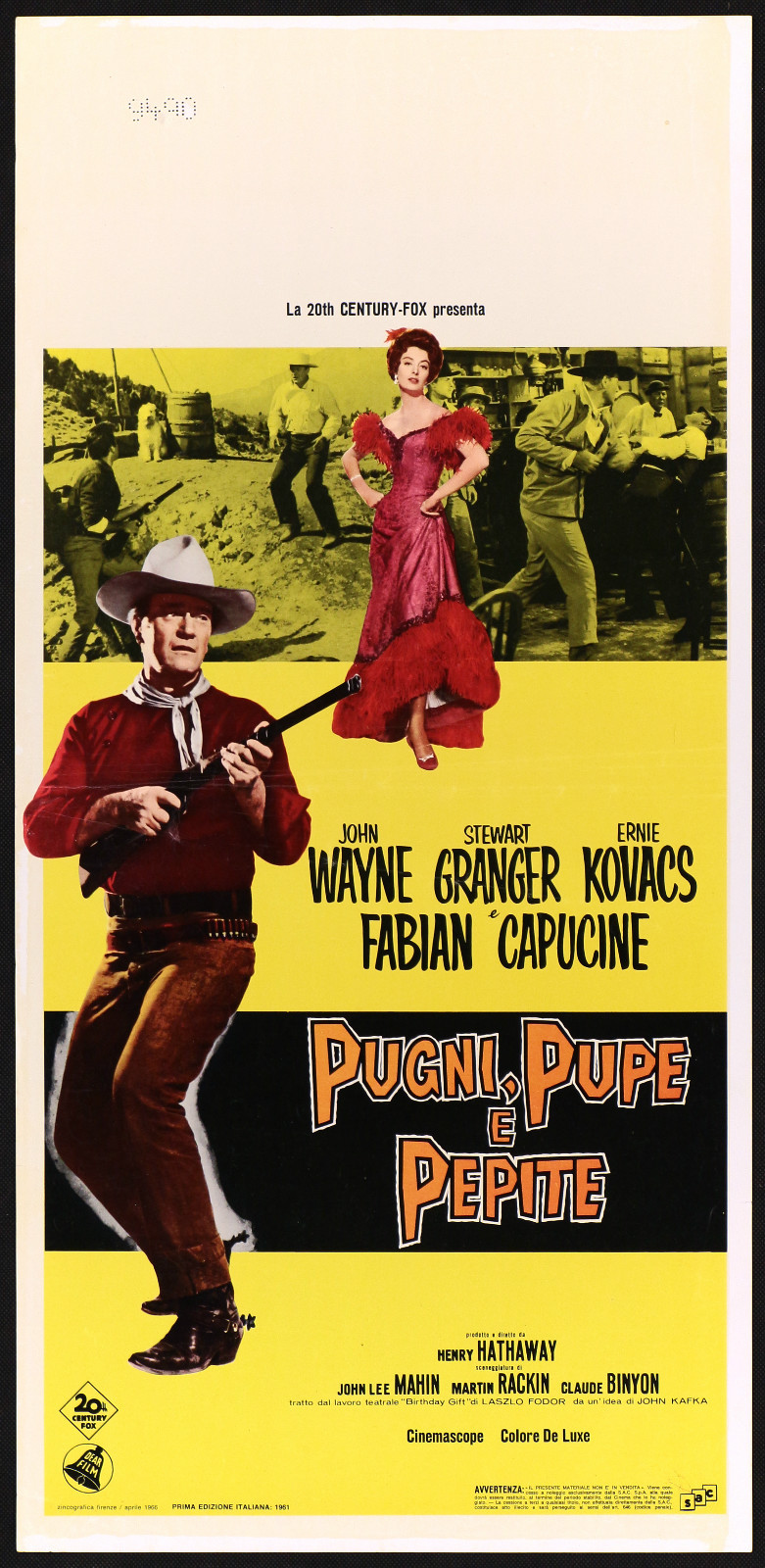 Locandina originale film Pugni, pupe e pepite (1960) - Regia di Henry Hathaway, John Wayne