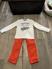 Gymboree Everyday Favorites orang lined athletic pants with soccer shirt size 10
