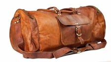 Bag Leather Travel Luggage Genuine Overnight Duffle Gym Men Weekend Duffel 24"