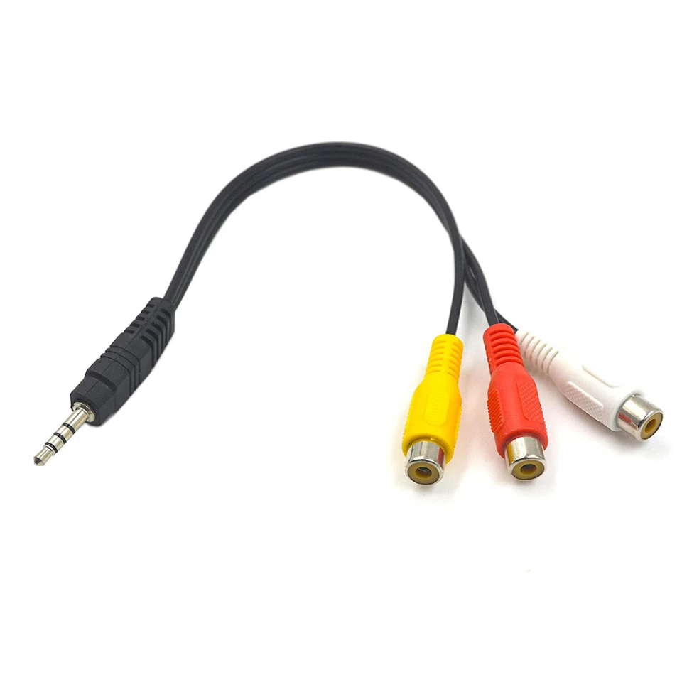 3.5mm Male 4 Pole Plug to 3 RCA Female Adapter Cable AV Video Adapter Connector - Image 3 of 4