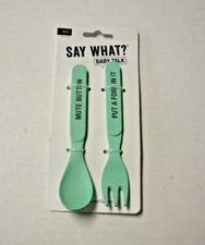 Baby Spoon & Fork Set By About Face Designs, Mint, 6 Months +, Brand New