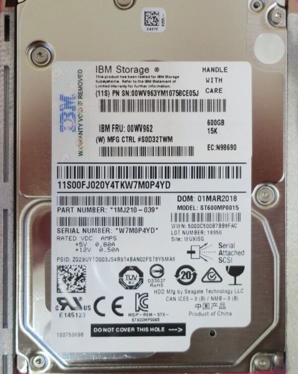 IBM DS8000 600GB 15K SAS SED 2.5" Hard Drive HDD ST600MP0015 00WV962 00WV963 - Image 4 of 4
