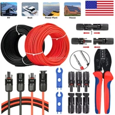 12Pairs M/F Solar Cable Connectors Set for DIY Solar Panel 10AWG Extension Cable
