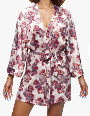 Women's Designer Dorina Love Of Your Life Pink Satin Robe Cover Up Gown Size 8