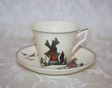 Rare Antique Art Deco Midwinter Porcelon Windmill Pattern Cup & Saucer