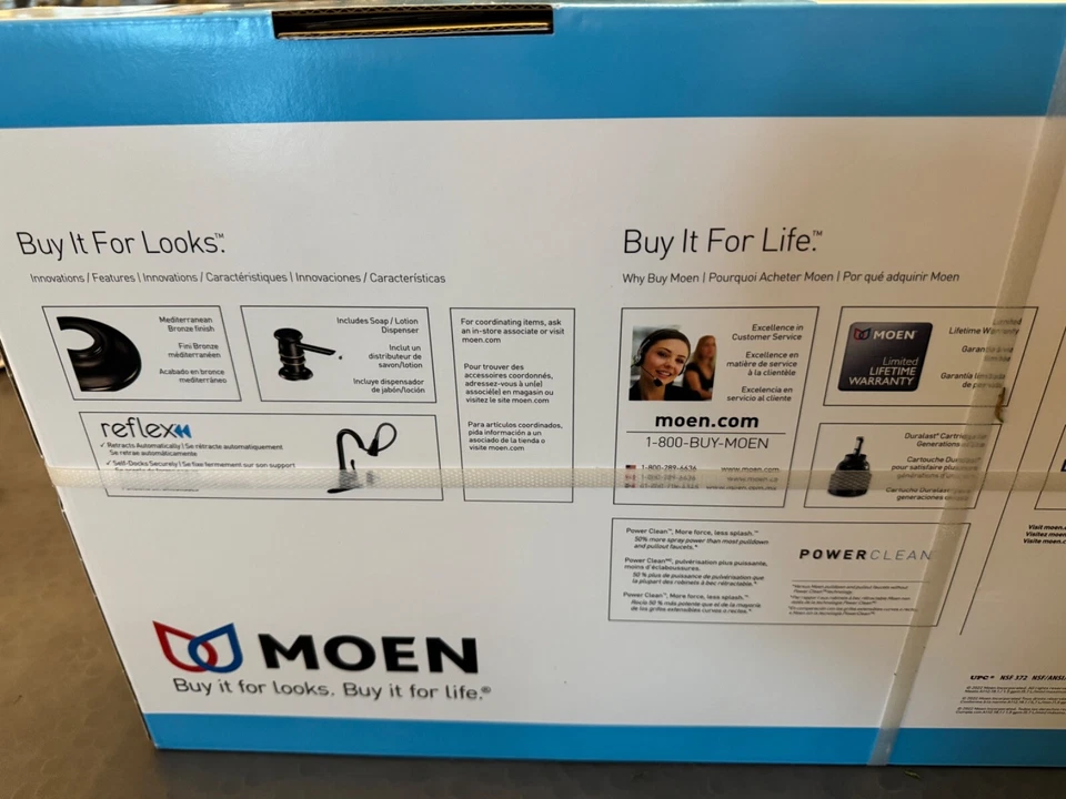 Moen Anabelle CA87003BRB 推拉式厨房龙头,地中海青铜饰面 — 第 3/4 张图片