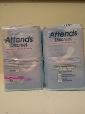 2 Two Packs Attends Discreet Bladder Control Maximum 3 absorbency-40 pads tota
