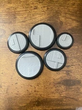 Tech Micro Art Studio Bases 2 of 50M, 2 of 40M & 1 30M - Unpainted set of 5