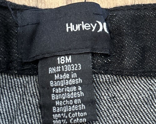 Jeans Hurley para niños pequeños talla 18 mos 100 % algodón negro denim cintura ajustable - Imagen 4 de 6