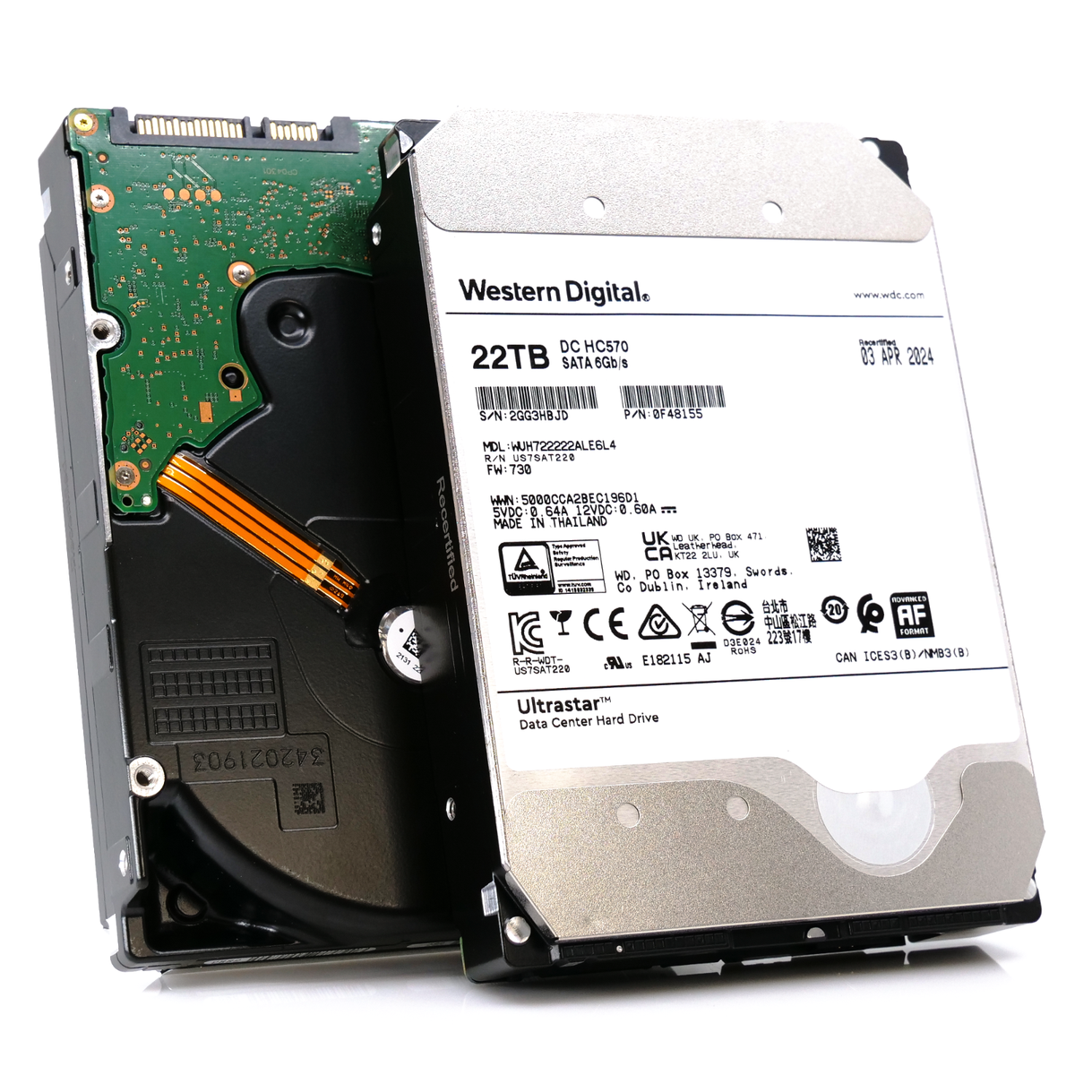WD Ultrastar DC HC570 22TB WUH722222ALE6L4 0F48155 7.2K RPM SATA 