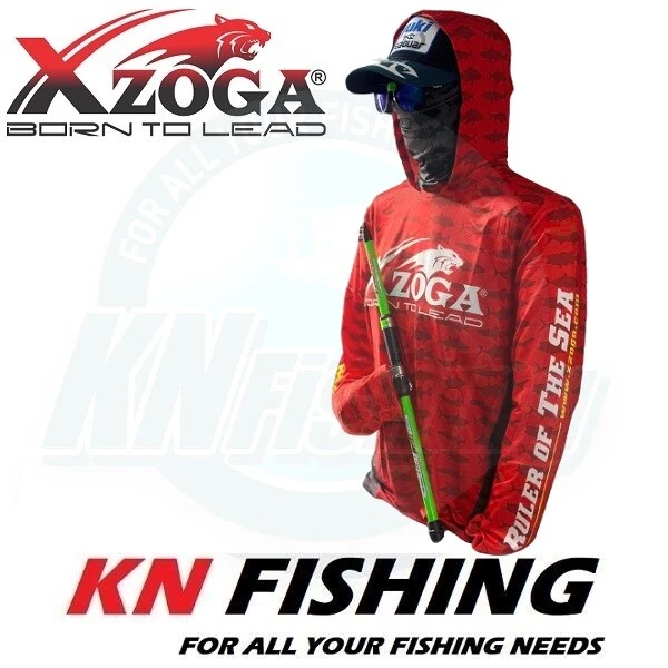 XZOGA TXZ SHIRT MF Cap Mask Long Sleeve UV Sun Protection 2025 Sizes M - 3XL Red
