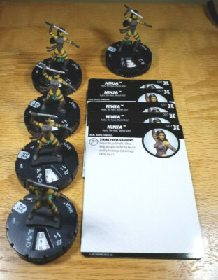 Ninja x5 #007 common generics Deadpool & X-Force Heroclix set with cards