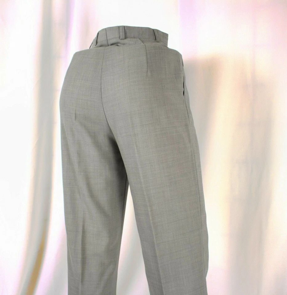 ESCADA Light Gray Grayhound Wool Pleated Women Dress Pants Size 4 36 - Image 3 of 4