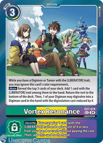 EX7-074 Vortex Resonance : Secret Rare Digimon Card : EX07: Digimon Liberator