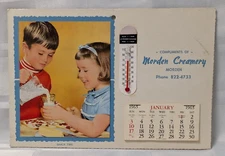 1965 MORDEN CREAMERY ONTARIO CANADA CALENDAR THERMOMETER VINTAGE ADVERTISING