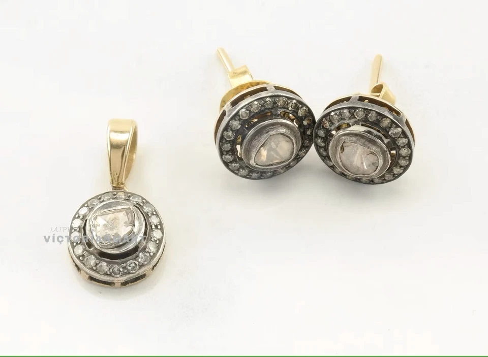 Conjunto de aretes colgantes de plata de ley 925 con diamantes naturales regalo de joyería Foto 3 de 4