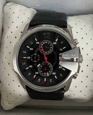 Diesel DZ4182 Master Chief Black Dial Leather Strap Chronograph