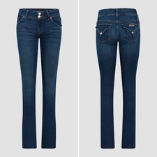 HUDSON Beth Baby Boot Cut Stretch Jeans Mid Rise Flap Pockets Dark Wash Sz 32