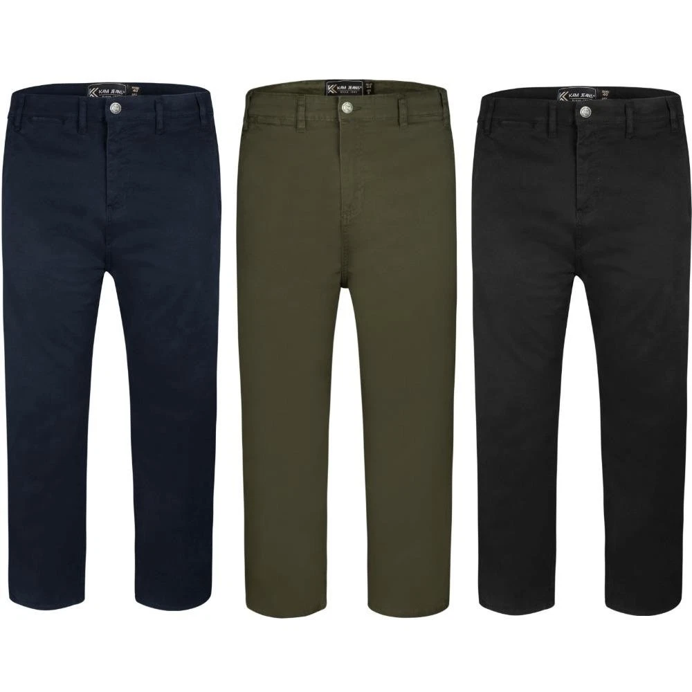 Kam Mens Chino Trousers, Straight Leg Casual Smart Work Pants, All UK Sizes
Opens in a new window or
