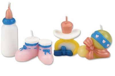 4er Set Deko Kerzen Kind Geburt Taufe Baby - Kuchen Geburtstag