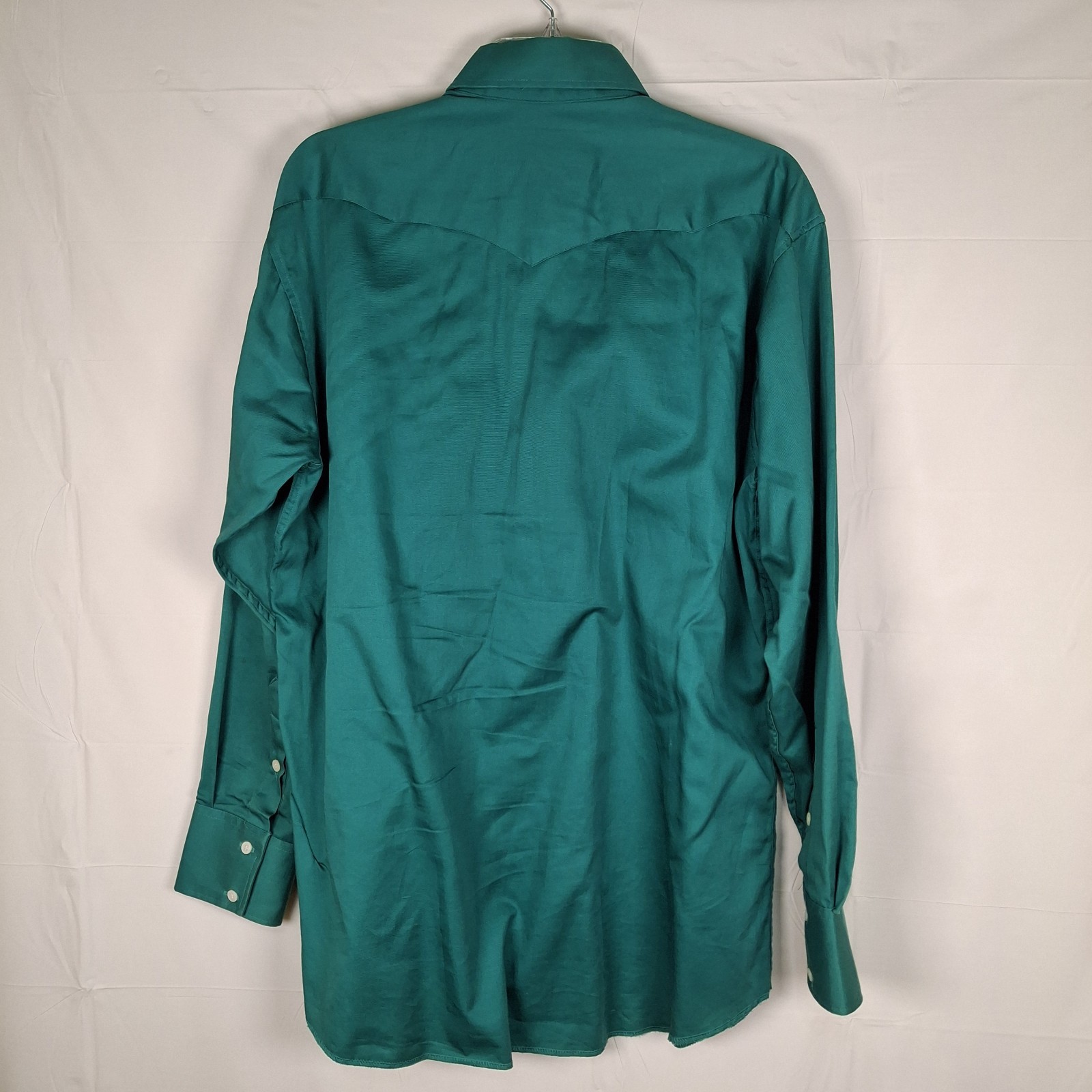 Vtg GoldenWest by Panhandle Slim Shirt Mens 17 x 35 Green Western Made In UsA