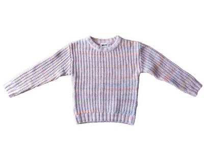 Molo Gaylen Kids 7-8 Wool Blend Rainbow Multi Lavender Knit Sweater Jumper