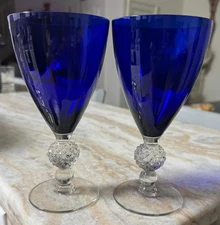 2 Water Goblet Golf Ball Cobalt Blue (Ritz Blue) by Morgantown 6 5/8" 9oz