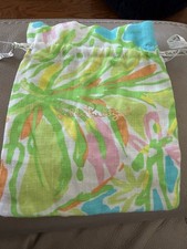 LILLY PULITZER COLORFUL FABRIC JEWELRY POUCH WITH GOLD SIGNATURE 6 X 8 MUST SEE