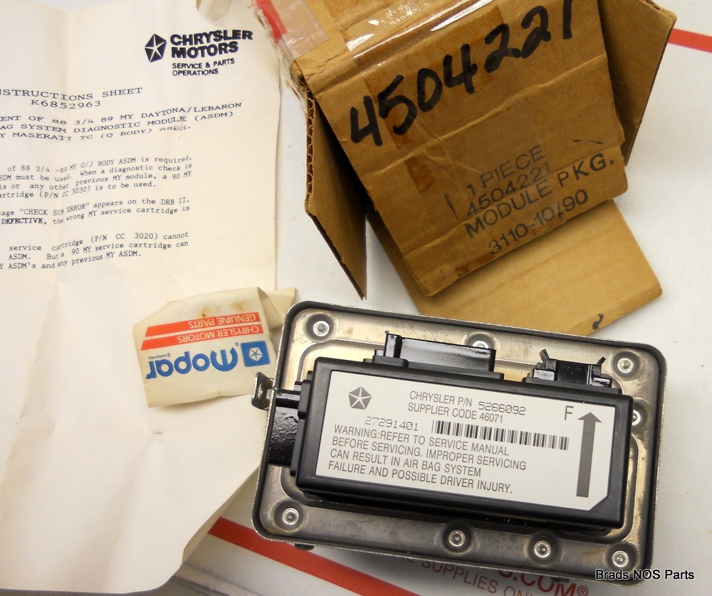 NOS MoPar 1988-1990 LeBaron, Daytona, TC Maserati   ASDM Module    pn 4504221