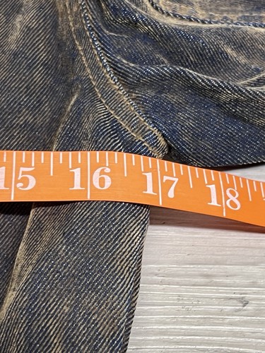 Vintage Giacca Womens Denim Jacket Brown Blue Velvet Flocked Size Small - Picture 7 of 8