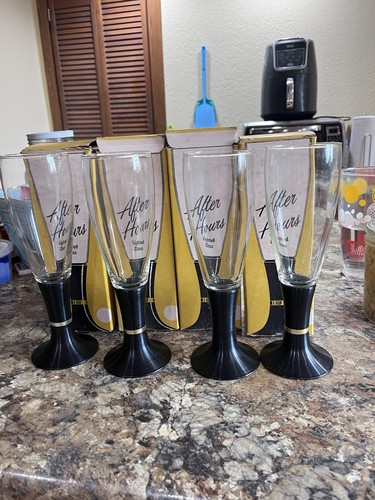 4 Vtg 60's After Hours by David Douglas Light Up Beer Glass Set w/ Boxes