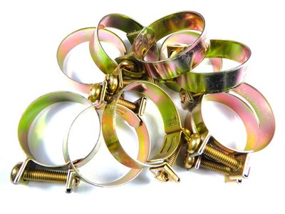 5x Schlauchschelle 25-27mm, rundziehend, gelb verzinkt für Oldtimer