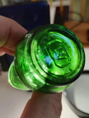 Green glass eye bath Imarked V? M? - Image 1 of 4