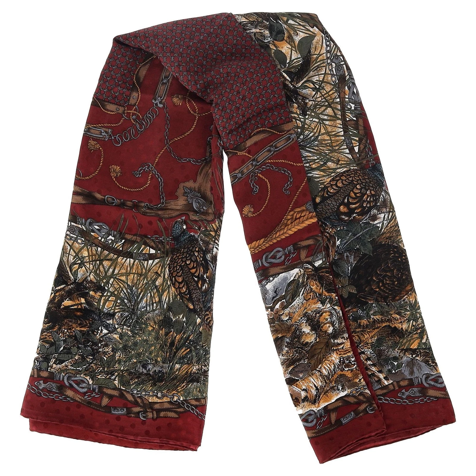 Gucci écharpe imprimée faune en soie femme bordeaux taille unique