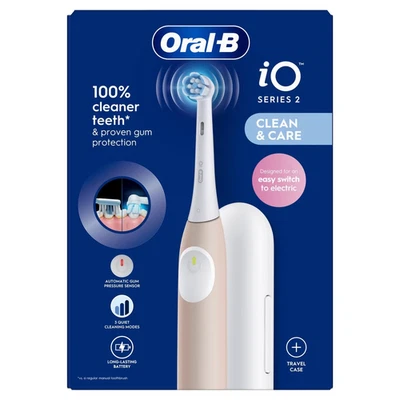Oral-B iO2 Rechargeable Electric Toothbrush + Travel Case Pink | 100% Cleaner
