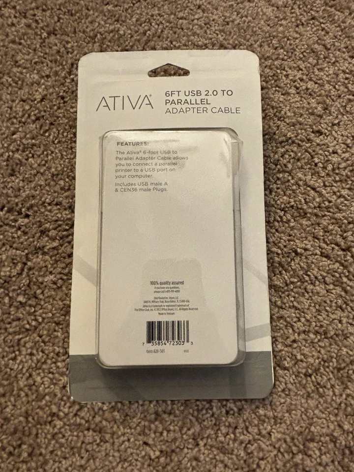 Ativa® USB to Parallel Printer Adapter Cable, 6' - Image 2 of 2