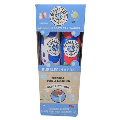 NEW Bubble Tree Box 2 Aluminum Bottles Wand Refill Sustainable Solution 