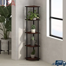 Corner Display Rack 5 Tier Shelving Unit Easy Assembly Modern Storage Solution