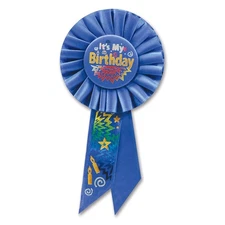 Beistle It's My Birthday Rosette Party Item, 3-1/4-Inch by 6-1/2-Inch, Blue