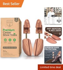 Aromatic Cedar Shoe Trees - Moisture  Odor Control for Sneakers, Size 8-9.5 US
